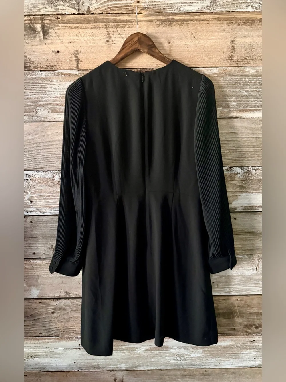 J. Crew Black Pleated-Sleeve Mini Shift Dress